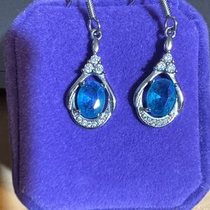 Elegant Sterling Silver Blue Topaz and Silver Drop Earrings